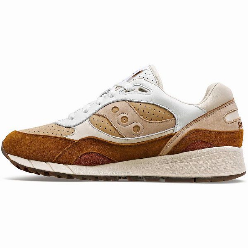 Men's Saucony Shadow 6000 Cappuccino Sneakers White / Brown | TGRDVCJ-05