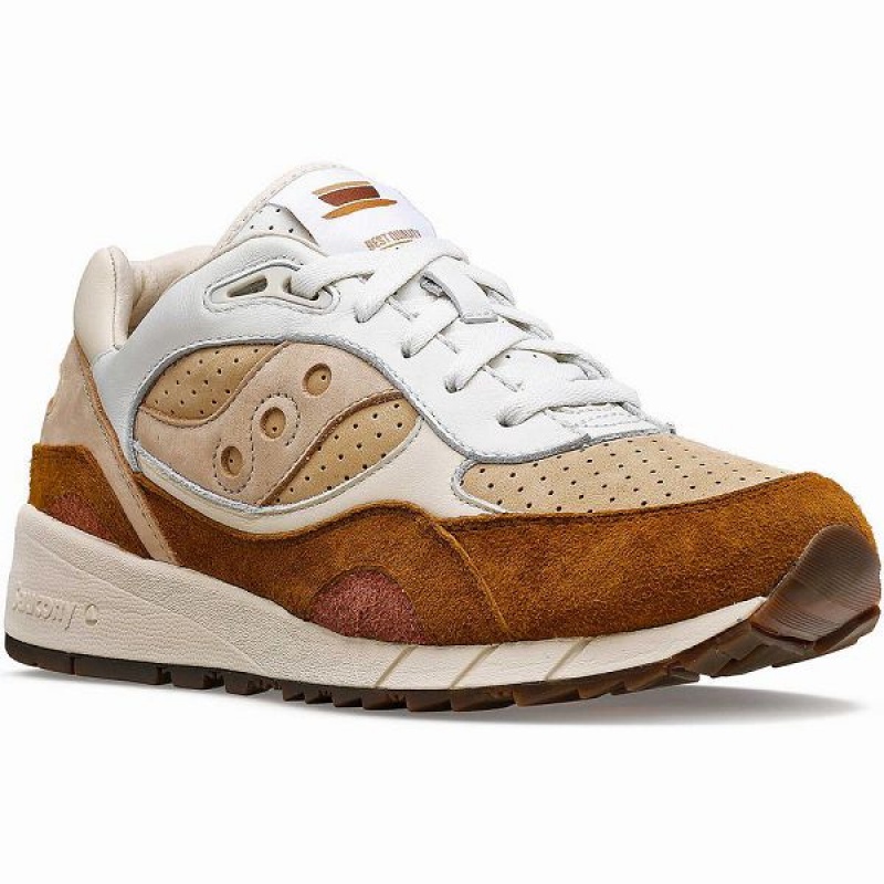 Men's Saucony Shadow 6000 Cappuccino Sneakers White / Brown | TGRDVCJ-05