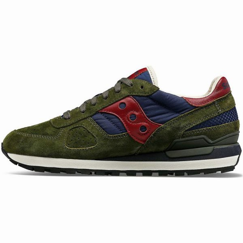 Men's Saucony Shadow Original Premium Sneakers Olive / Navy | BUHQOJN-06