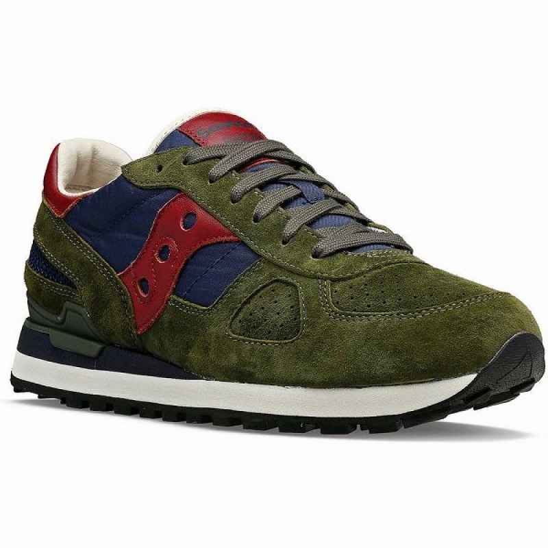 Men's Saucony Shadow Original Premium Sneakers Olive / Navy | BUHQOJN-06