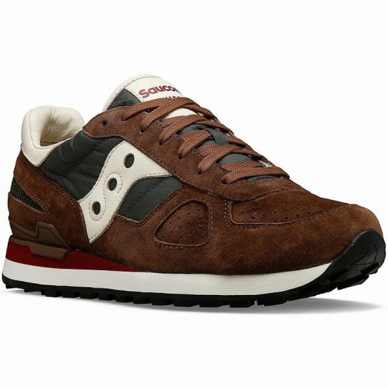 Men's Saucony Shadow Original Premium Sneakers Brown / Green | LVPYWJX-13