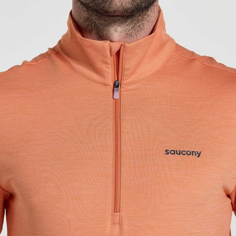 Men's Saucony Solstice 1/4 Zip Tops Orange | WAMNPHZ-73