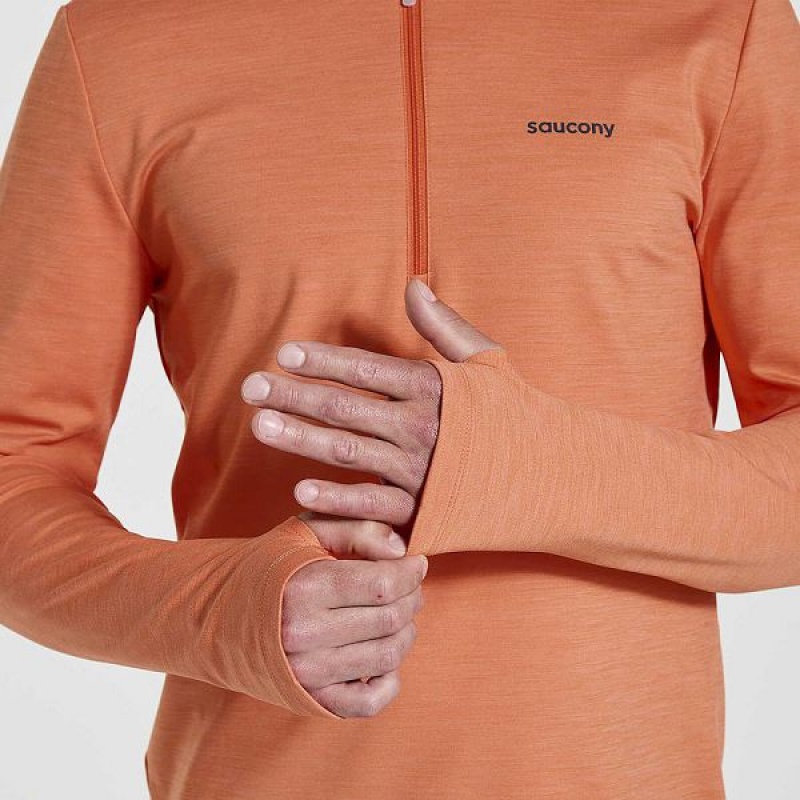 Men's Saucony Solstice 1/4 Zip Tops Orange | WAMNPHZ-73