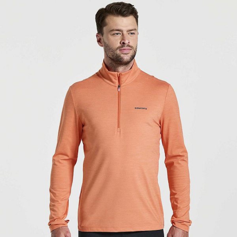 Men\'s Saucony Solstice 1/4 Zip Tops Orange | WAMNPHZ-73