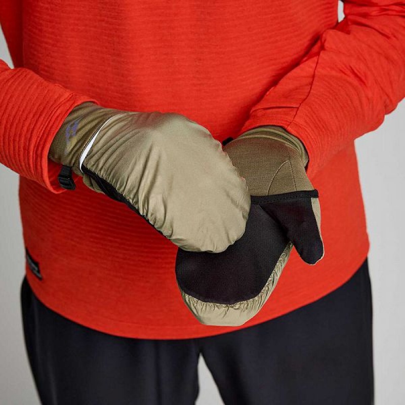 Men's Saucony Solstice Convertible Mitt Gloves Coffee | IRHBQDM-23