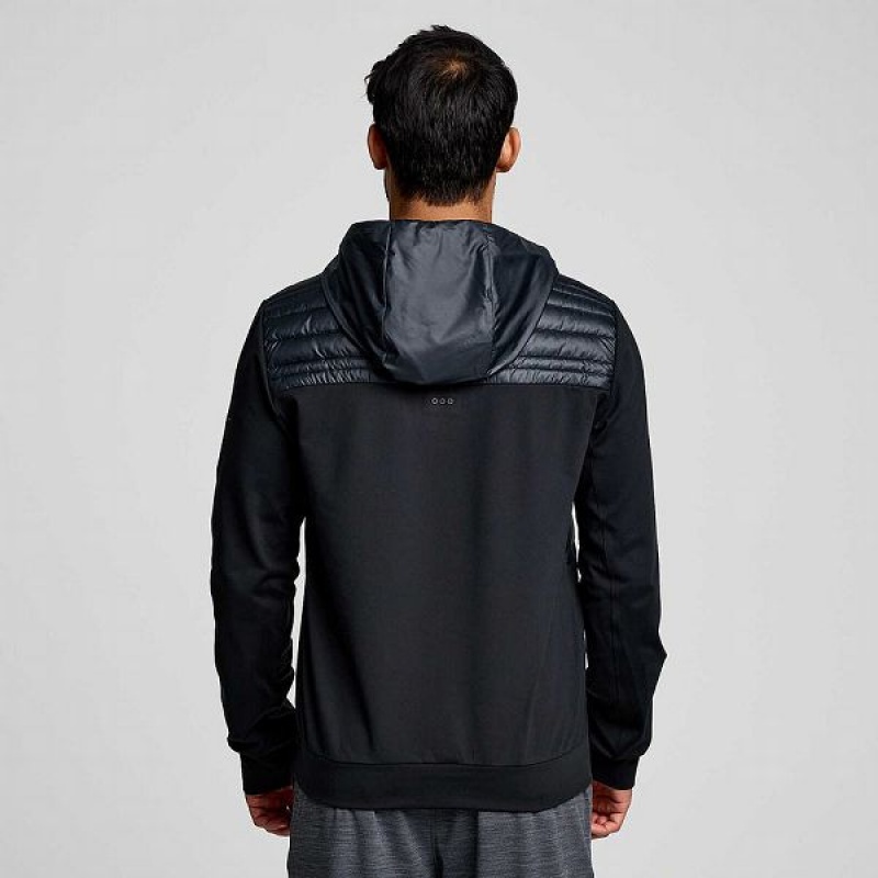 Men's Saucony Solstice Oysterpuff Hoody Jackets Black | IGUXVFN-83