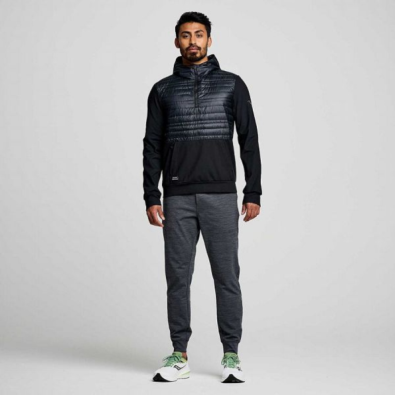 Men's Saucony Solstice Oysterpuff Hoody Jackets Black | IGUXVFN-83