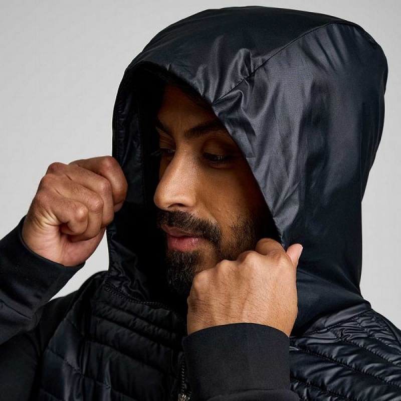 Men's Saucony Solstice Oysterpuff Hoody Jackets Black | IGUXVFN-83