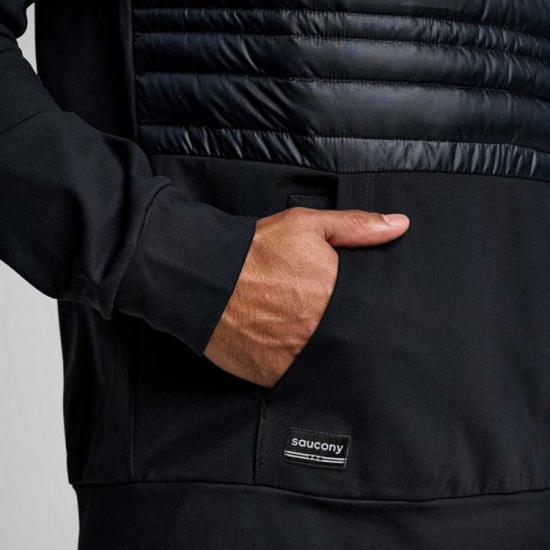 Men's Saucony Solstice Oysterpuff Hoody Jackets Black | IGUXVFN-83