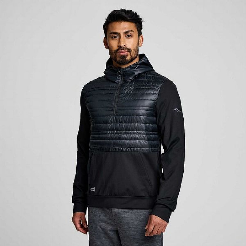 Men\'s Saucony Solstice Oysterpuff Hoody Jackets Black | IGUXVFN-83