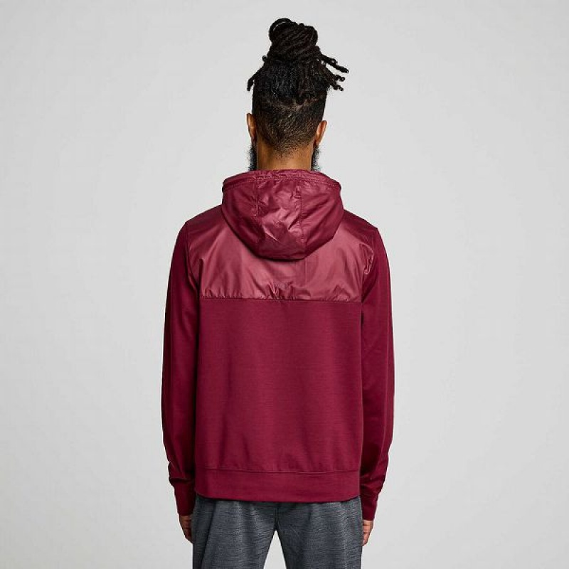 Men's Saucony Solstice Zip Hoody Tops Red | AFXCKZW-63