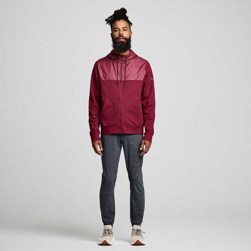 Men's Saucony Solstice Zip Hoody Tops Red | AFXCKZW-63