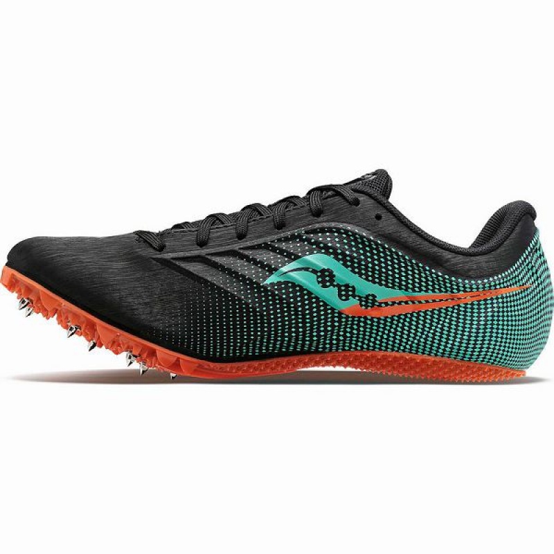 Men's Saucony Spitfire 5 Spikes Shoes Black / Mint | DGAPJTQ-90