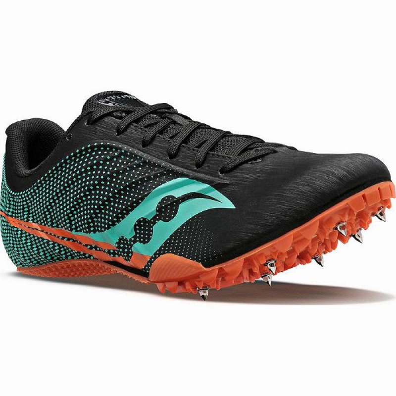 Men's Saucony Spitfire 5 Spikes Shoes Black / Mint | DGAPJTQ-90