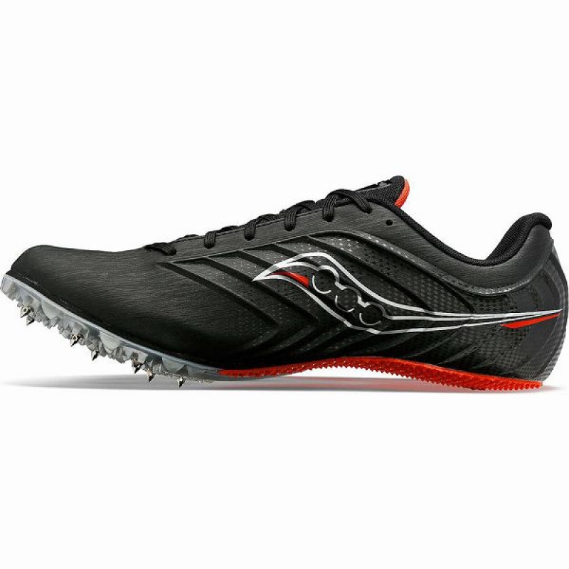 Men's Saucony Spitfire 5 Spikes Shoes Black / Red | PMEKYTQ-47