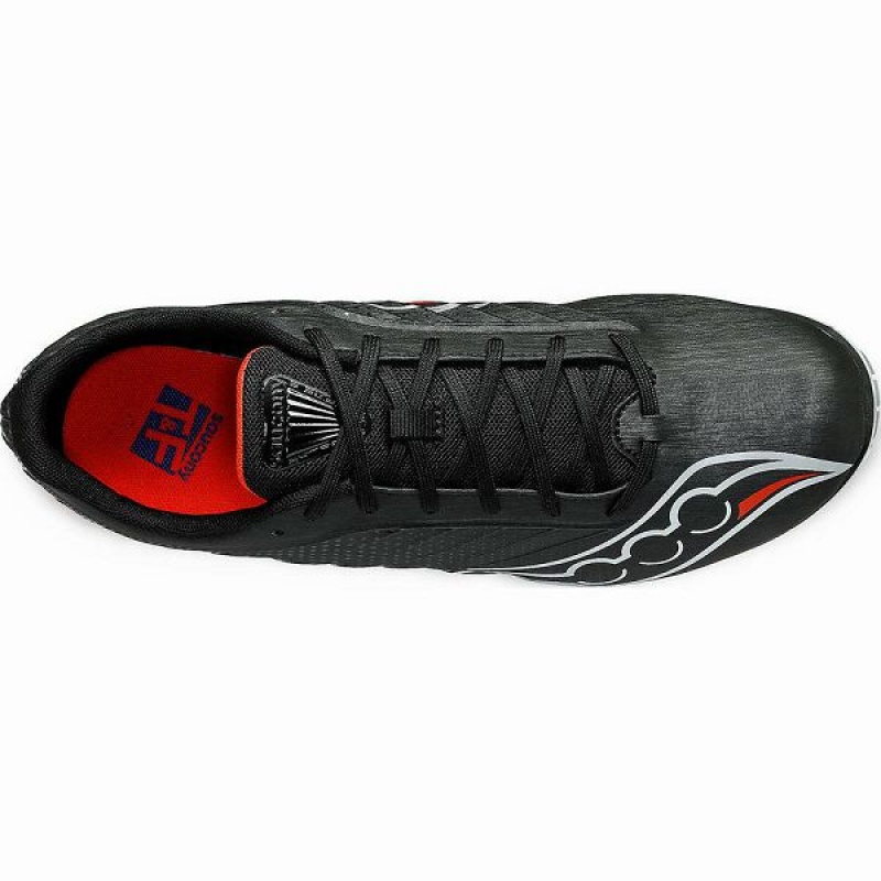 Men's Saucony Spitfire 5 Spikes Shoes Black / Red | PMEKYTQ-47