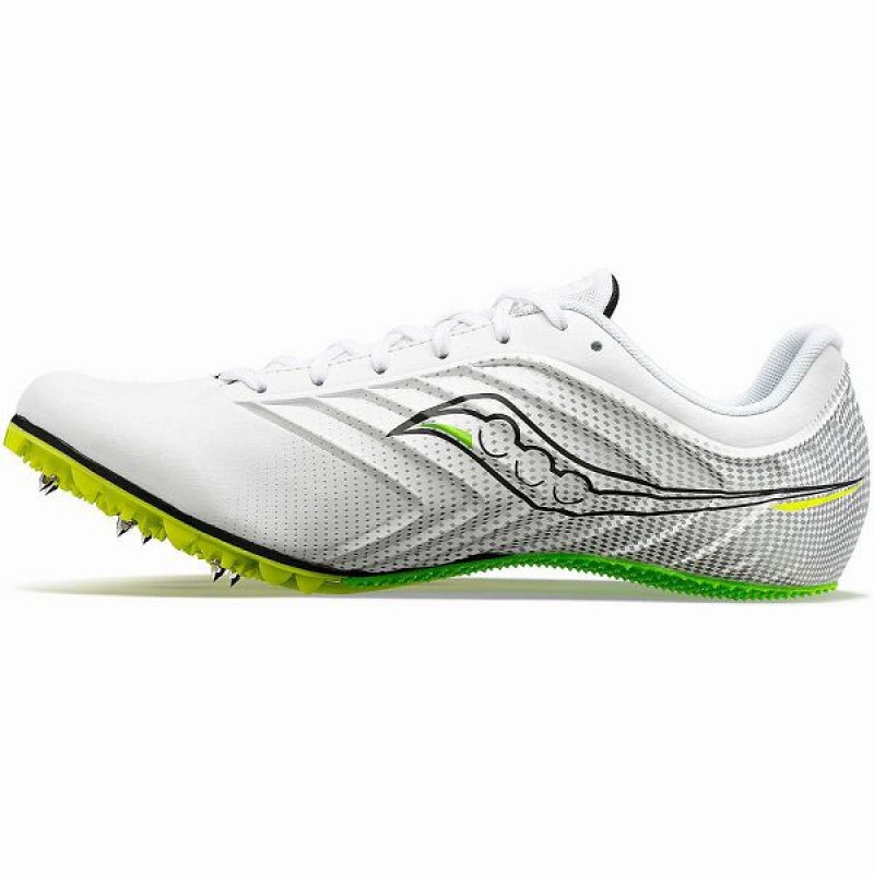 Men's Saucony Spitfire 5 Spikes Shoes White / Green | NXGTDWC-35