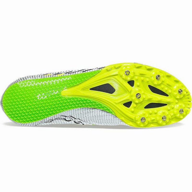 Men's Saucony Spitfire 5 Spikes Shoes White / Green | NXGTDWC-35