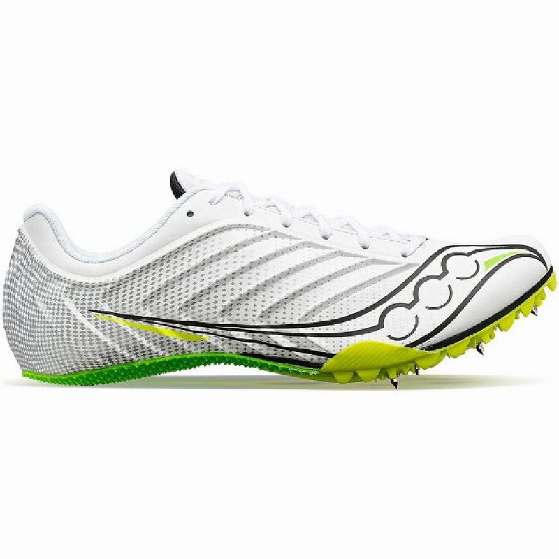 Men\'s Saucony Spitfire 5 Spikes Shoes White / Green | NXGTDWC-35