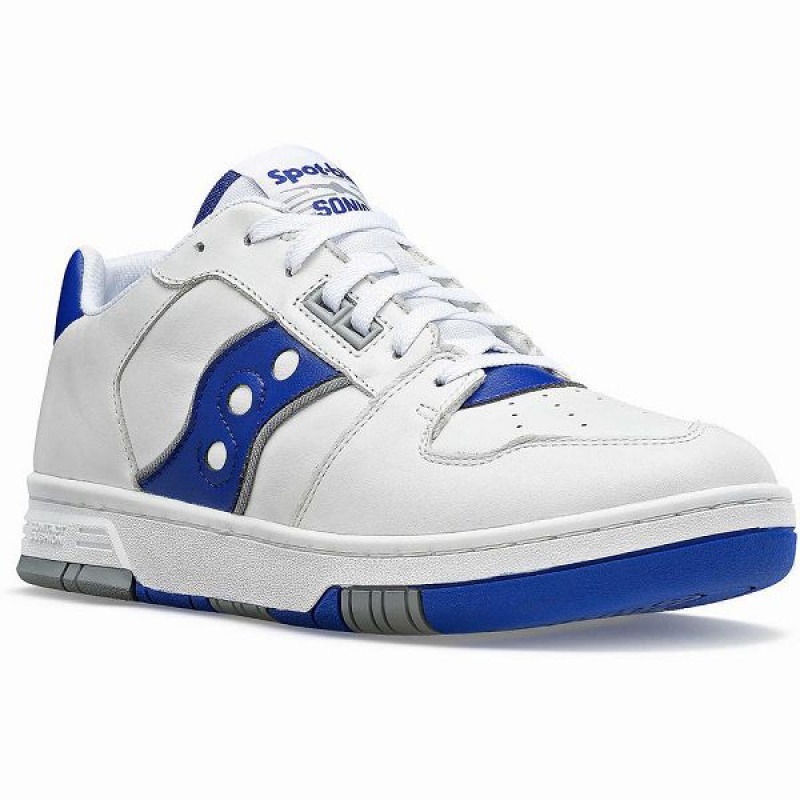 Men's Saucony Spot-Bilt™ Sonic Low Sneakers White / Royal | IWSCJBH-04