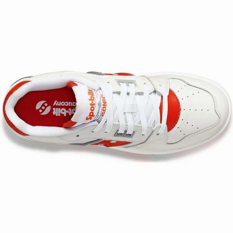 Men's Saucony Spot-Bilt™ Sonic Low Sneakers White / Red | HKCANYB-62