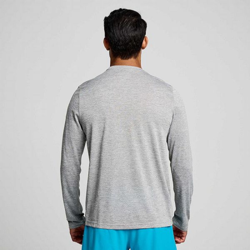 Men's Saucony Stopwatch Graphic Long Sleeve T Shirts Light Grey | XDIPZWH-69