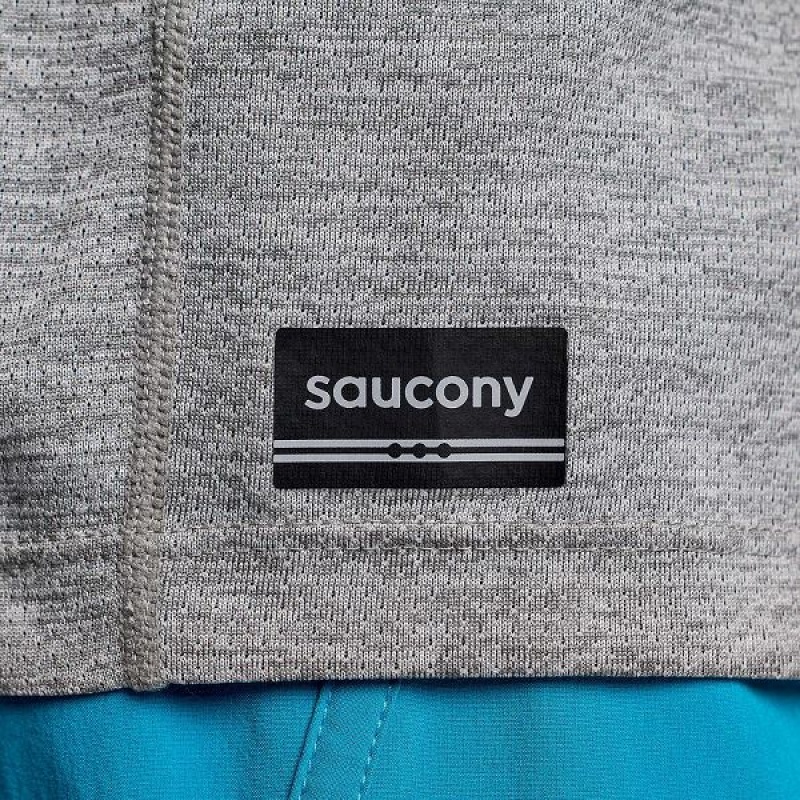 Men's Saucony Stopwatch Graphic Long Sleeve T Shirts Light Grey | XDIPZWH-69