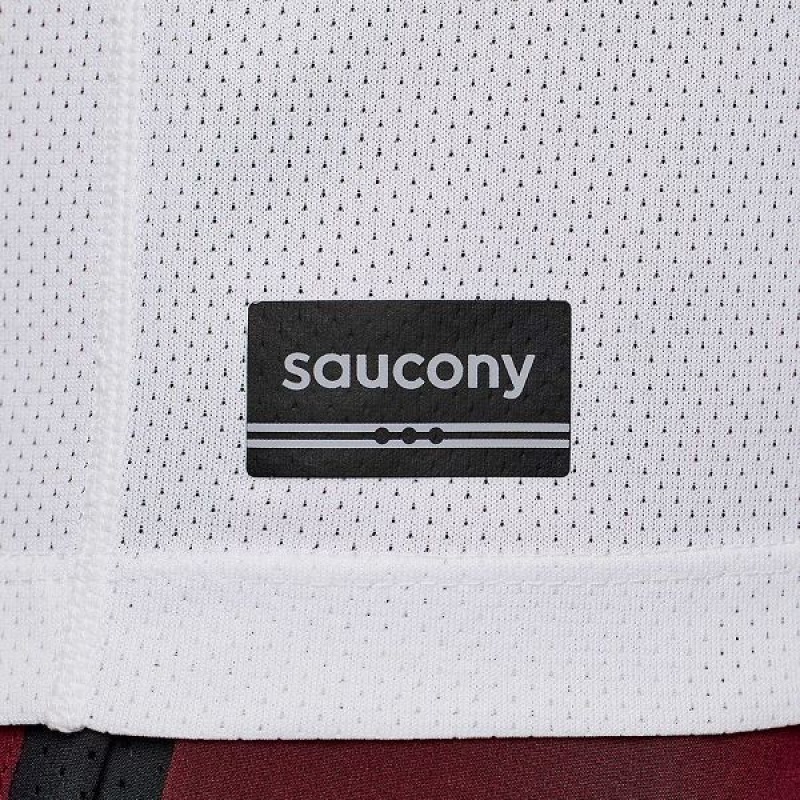 Men's Saucony Stopwatch Graphic Short Sleeve T Shirts White | KABNHUI-74