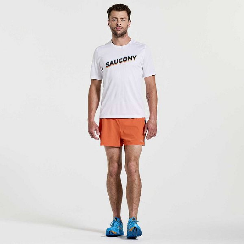 Men's Saucony Stopwatch Graphic Short Sleeve T Shirts White | BWQCJLO-81