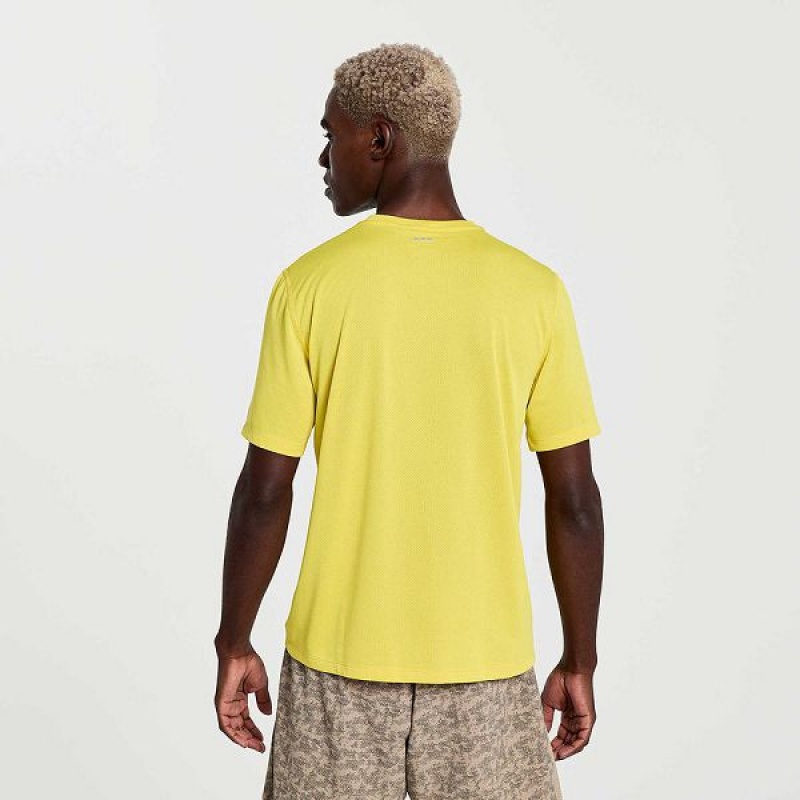 Men's Saucony Stopwatch Graphic Short Sleeve T Shirts Yellow | DMUZWKY-74