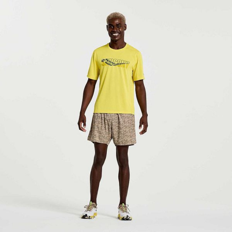 Men's Saucony Stopwatch Graphic Short Sleeve T Shirts Yellow | DMUZWKY-74