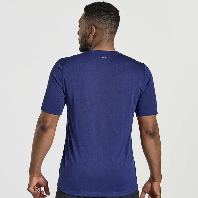 Men's Saucony Stopwatch Graphic Short Sleeve T Shirts Navy | VYZCPNJ-15