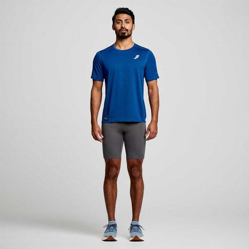 Men's Saucony Stopwatch Graphic Short Sleeve T Shirts Indigo | QUABVTK-98