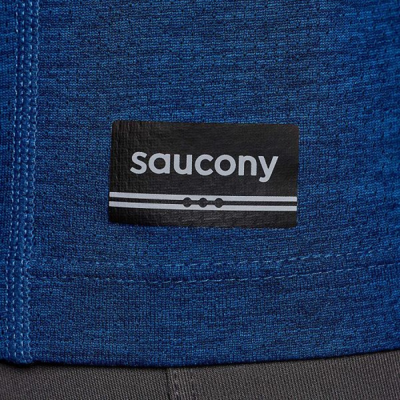 Men's Saucony Stopwatch Graphic Short Sleeve T Shirts Indigo | QUABVTK-98