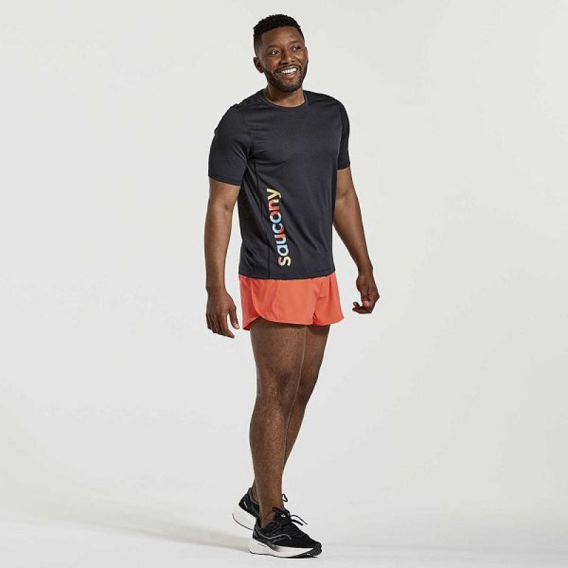 Men's Saucony Stopwatch Graphic Short Sleeve T Shirts Black | ZABOGLE-64