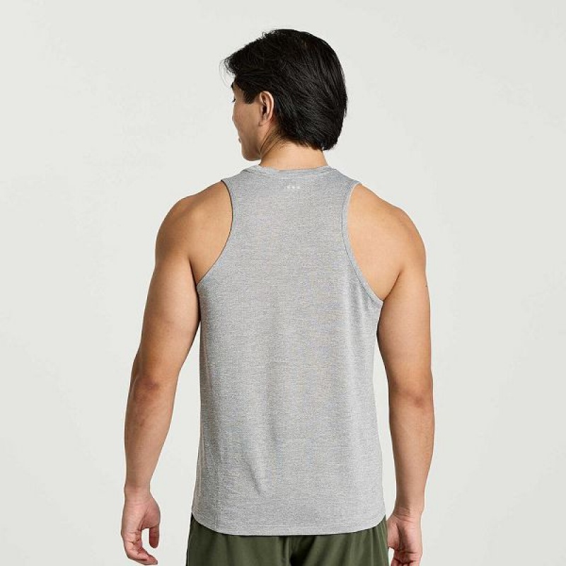 Men's Saucony Stopwatch Graphic Singlet Tank Top Light Grey | EVBTQLR-06