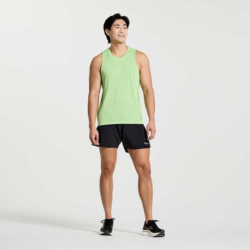 Men's Saucony Stopwatch Graphic Singlet Tank Top Green | UAZBMTJ-49