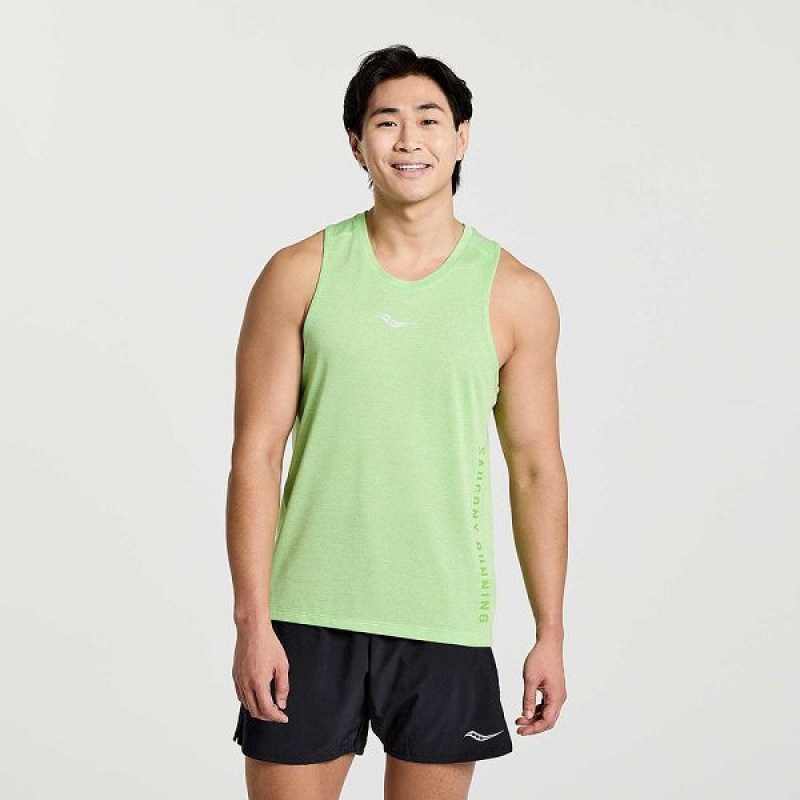 Men\'s Saucony Stopwatch Graphic Singlet Tank Top Green | UAZBMTJ-49