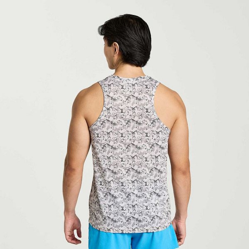 Men's Saucony Stopwatch Graphic Singlet Tank Top Camo | RUPFSYV-48