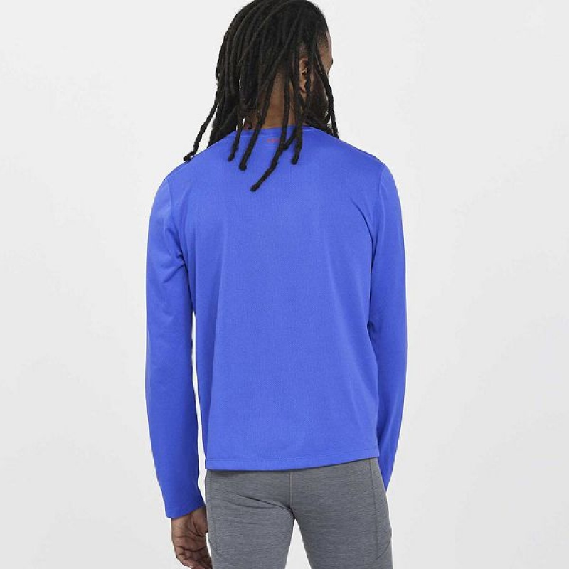 Men's Saucony Stopwatch Long Sleeve T Shirts Blue | JTUQGNL-30