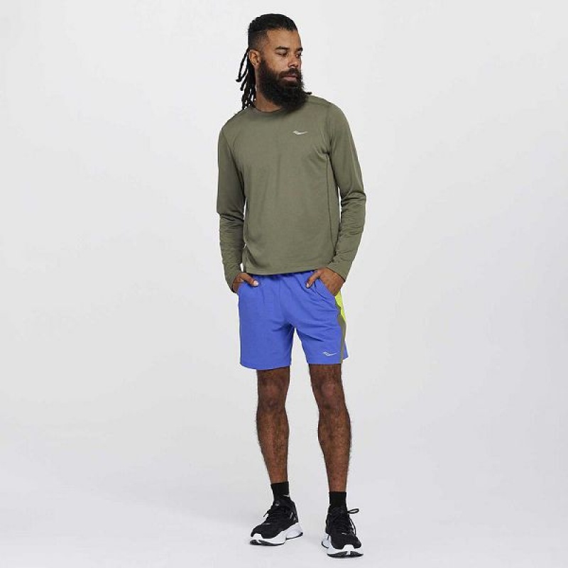 Men's Saucony Stopwatch Long Sleeve T Shirts Khaki | SFLNIOD-78