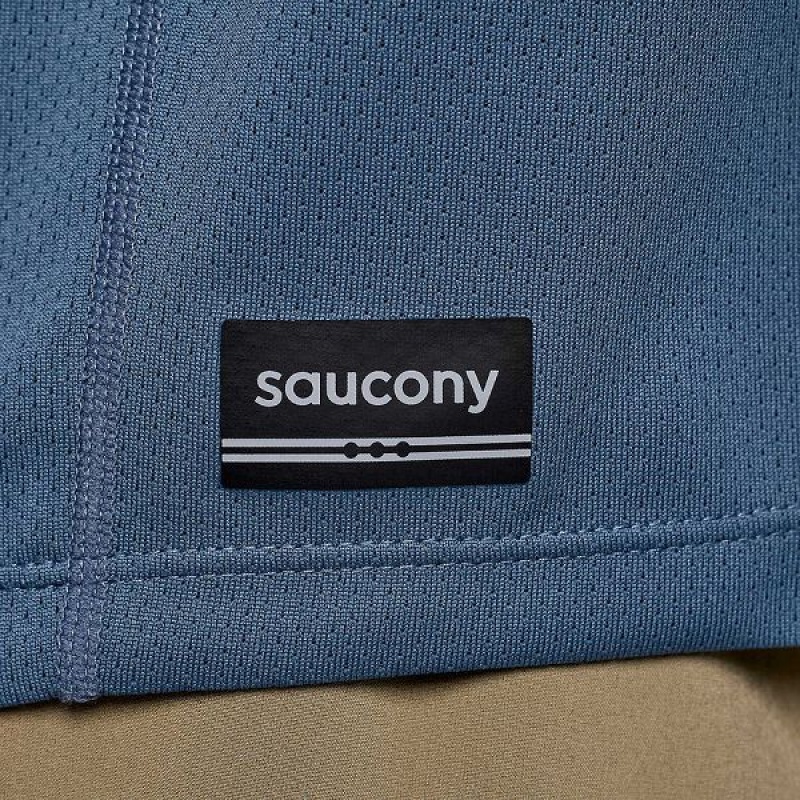 Men's Saucony Stopwatch Long Sleeve T Shirts Blue | LVWSBXK-73