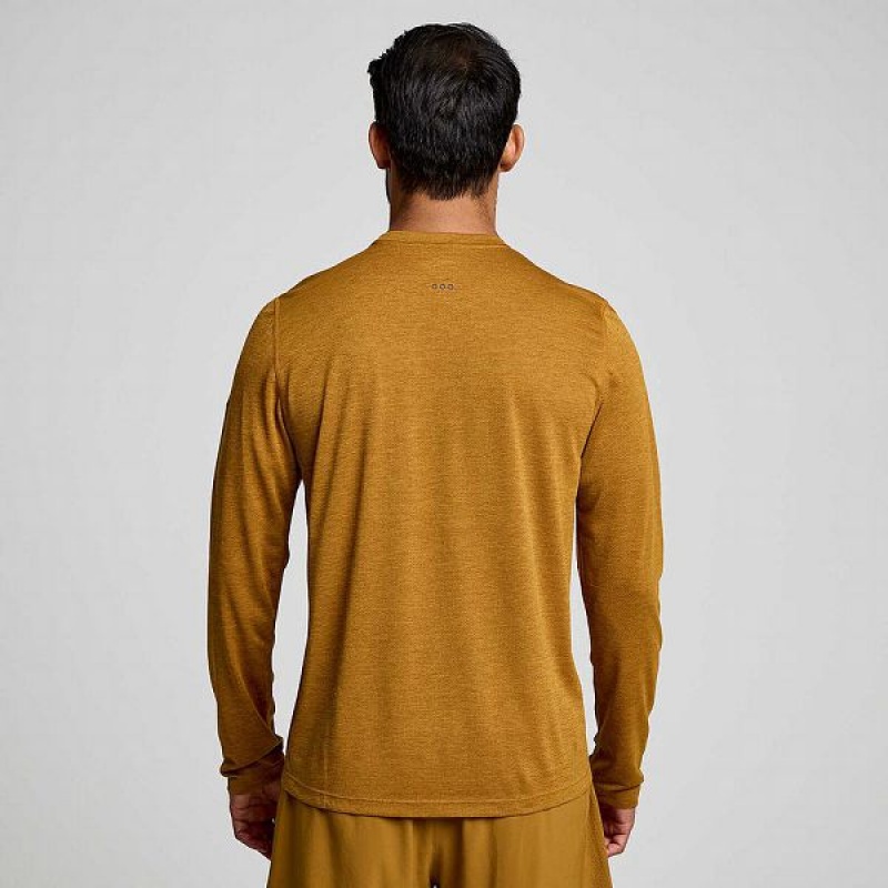 Men's Saucony Stopwatch Long Sleeve T Shirts Brown | IDKBPEA-63