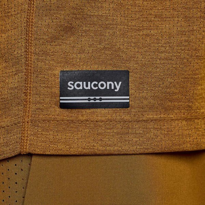 Men's Saucony Stopwatch Long Sleeve T Shirts Brown | IDKBPEA-63