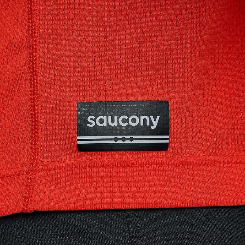 Men's Saucony Stopwatch Long Sleeve T Shirts Red | ZINYFVD-64