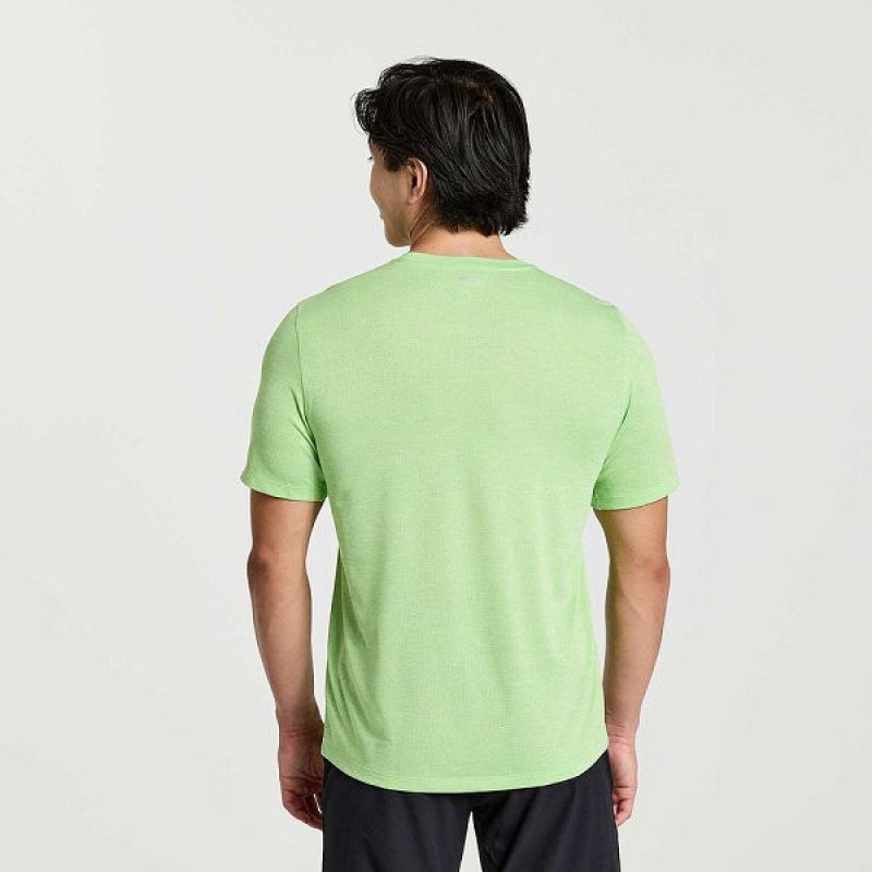 Men's Saucony Stopwatch Short Sleeve T Shirts Green | YHKMLJC-72