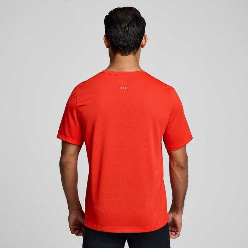 Men's Saucony Stopwatch Short Sleeve T Shirts Red | MLZJFQB-08