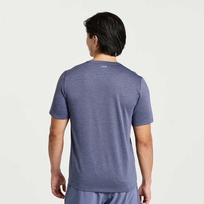 Men's Saucony Stopwatch Short Sleeve T Shirts Blue | NERIVHS-40