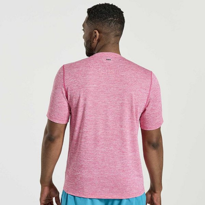 Men's Saucony Stopwatch Short Sleeve T Shirts Pink | XTRBOQI-62