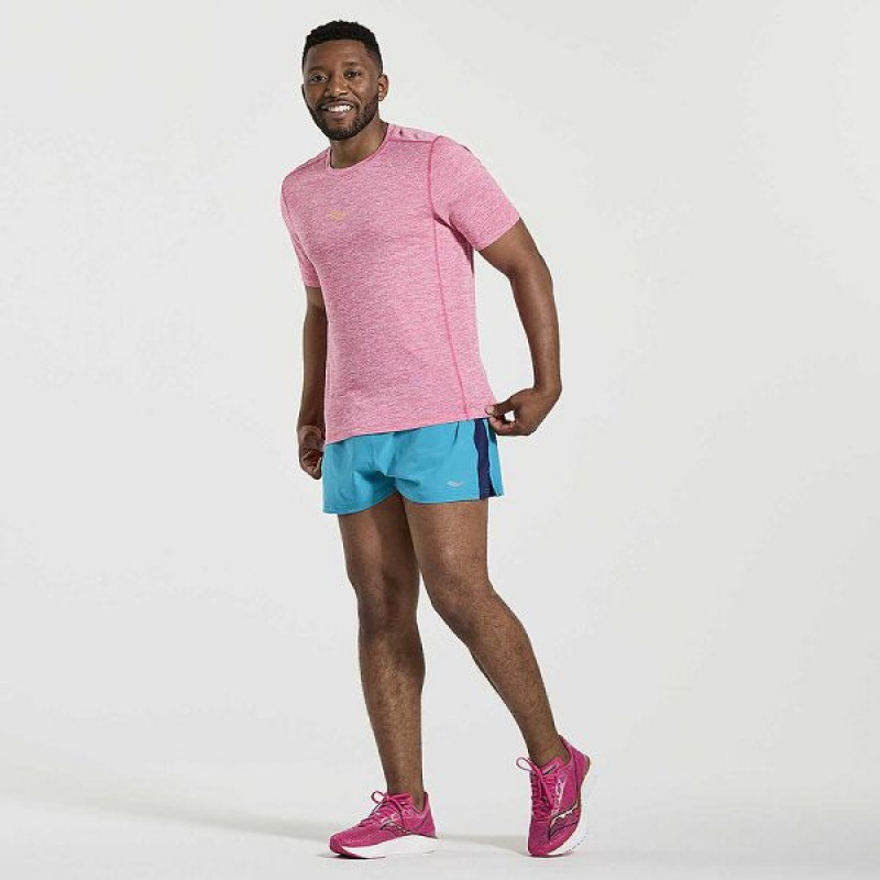 Men's Saucony Stopwatch Short Sleeve T Shirts Pink | XTRBOQI-62